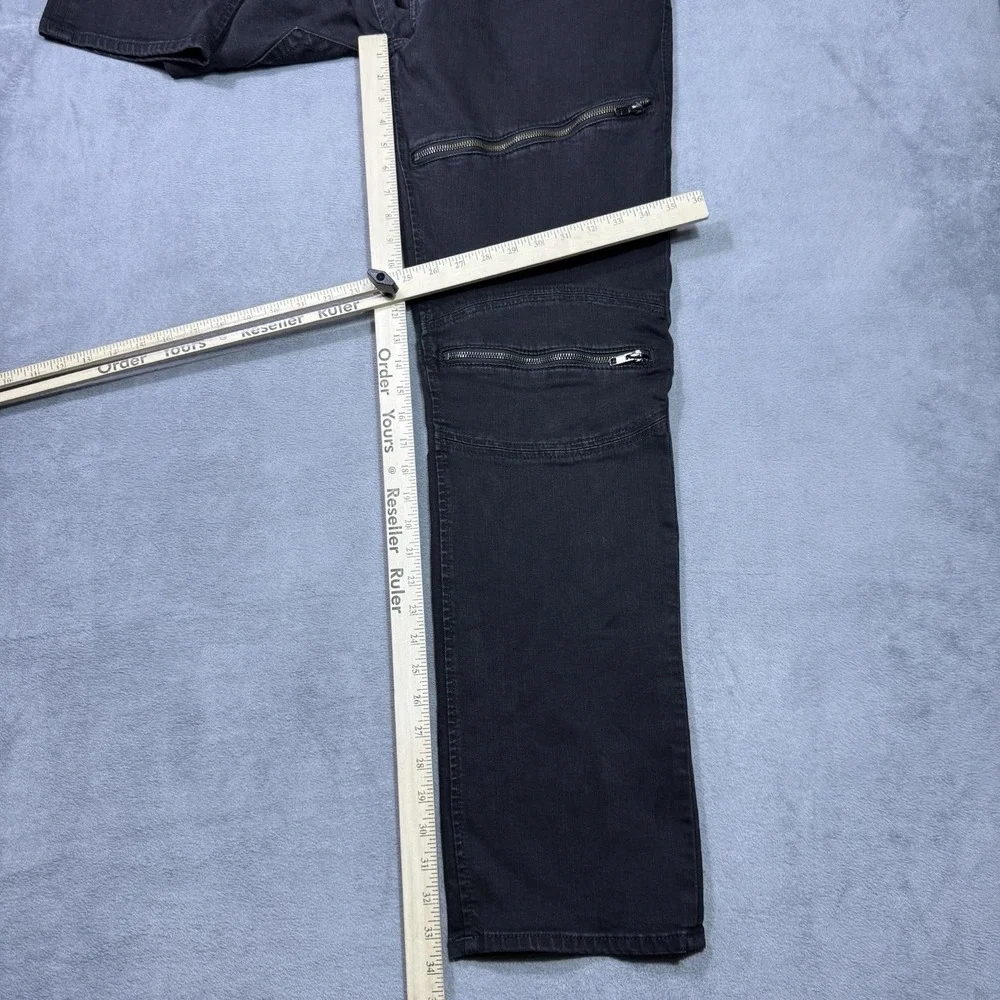 True Religion Jeans Mens 38x33 Black Moto Stretch Denim Tapered Retro Biker Y2K